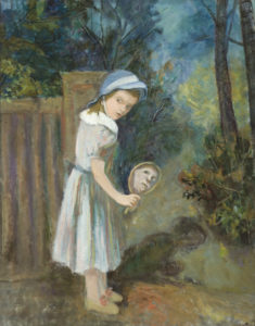 Susan G. Scott, Girl with Hand Mirror #1, 1996 64 in. x 50 in., oil on canvas (from the The Dreamer series) The Dreamer series, the initial portion of which was titled Josephine, reworks the Old Testament story of Joseph and the coat of many colours. It turned into a 6 year project with 2 major exhibitions in 1993 and 1996, both in Montreal. I used The Book of J. written by David Rosenberg and Harold Blume, who claimed that the Old Testament was written by a woman, who was a court writer of the time. The stories are cleansed of the Bible's moralizing, with god no longer a judgmental figure, but a hero of sorts, who sometimes makes good decisions and sometimes bad. I was drawn to this book's version of the story of Joseph because of the profound emotional turmoil in the sequence of events. The story of Joseph, complete with sibling rivalry, false identity, separation and reconciliation. Inspired by the writers I changed the gender of the hero from Joseph to Josephine, who I then associated with myself, my daughter, the artist, the dreamer. This painting was exhibited at the Galerie de Bellefeuille and is featured in the accompanying exhibition catalogue. catalogue # 96d04